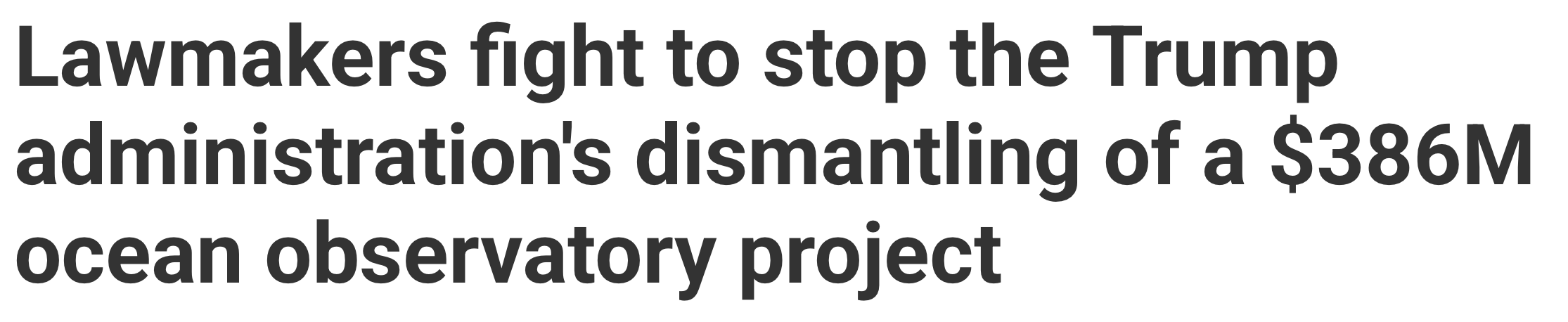 KLCC headline: Lawmakers fight to stop the Trump administration's dismantling of a 386 million dollar ocean observatory project